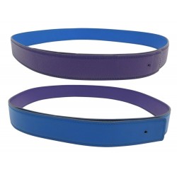LIEN REVERSIBLE HERMES CEINTURE 32 MM T90 CUIR BOX BLEU & VIOLET LINK BELT 450€