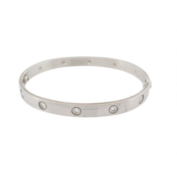 BRACELET CARTIER LOVE CRB6070417 T17.5 EN OR BLANC 18K 10 DIAMANTS BANGLE 19300€