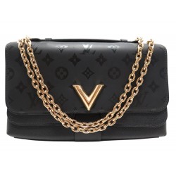 NEUF SAC A MAIN LOUIS VUITTON EN CUIR NOIR VERY CHAIN CHAINE BANDOULIERE 2940€