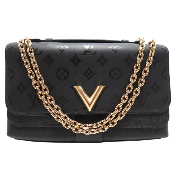 NEUF SAC A MAIN LOUIS VUITTON EN CUIR NOIR VERY CHAIN CHAINE BANDOULIERE 2940€