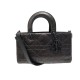 NEUF SAC A MAIN LADY D-JOY MEDIUM ALL BLACK CUIR CANNAGE BANDOULIERE BAG 4700€