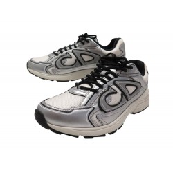 NEUF CHAUSSURES BASKETS DIOR B30 3SN279Z 42 TOILE & CUIR ARGENTE SNEAKERS 970€