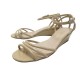 CHAUSSURES CHANEL SANDALES TALONS COMPENSES 37.5 EN CUIR VERNIS BEIGE SHOE 1100€