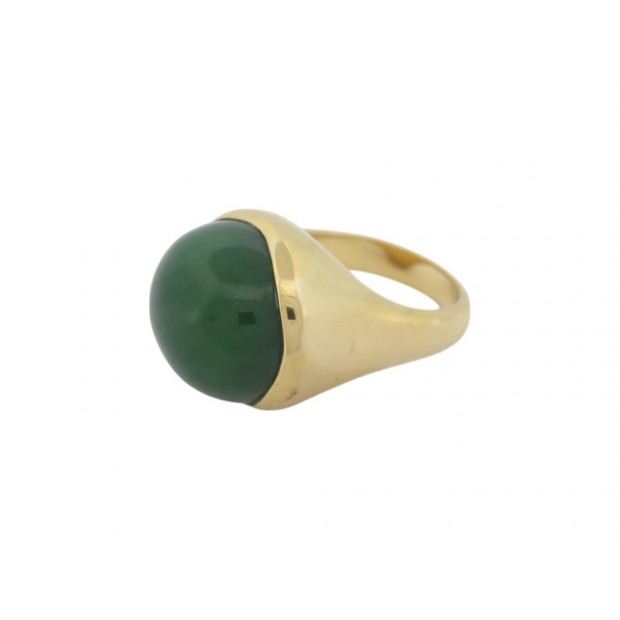BAGUE TIFFANY & CO CABOCHON ELSA PERETTI T57 JADE VERT & OR JAUNE 18K RING 7950€