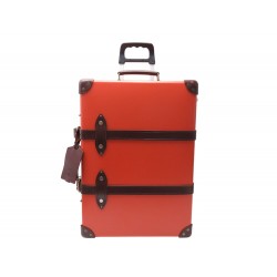 VALISE CABINE GLOBE TROTTER CENTENARY TROLLEY EN CUIR ORANGE SUITCASE 1695€