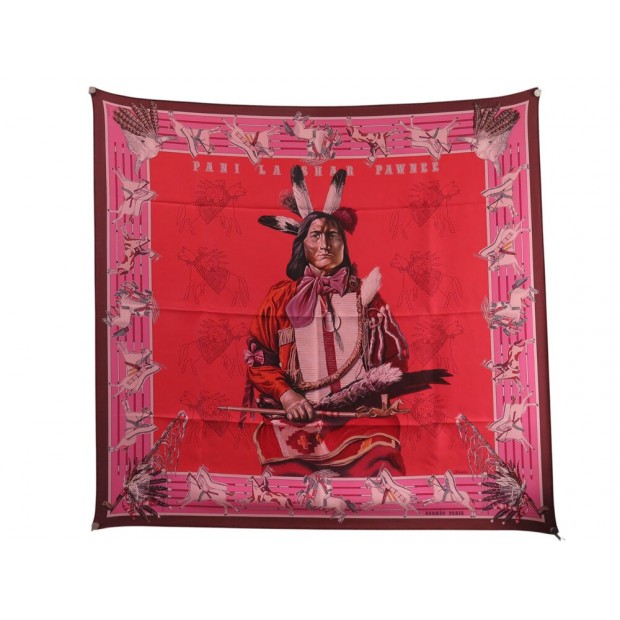 NEUF FOULARD HERMES PANI LA SHAR PAWNEE KERMIT OLIVIER CARRE 90 SOIE+ BOITE 530€