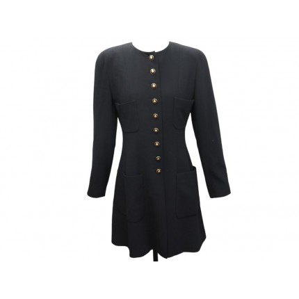 NEUF VINTAGE VESTE ROBE CHANEL BOUTONS LOGO CC 2148 M 40 EN LAINE JACKET 10000€