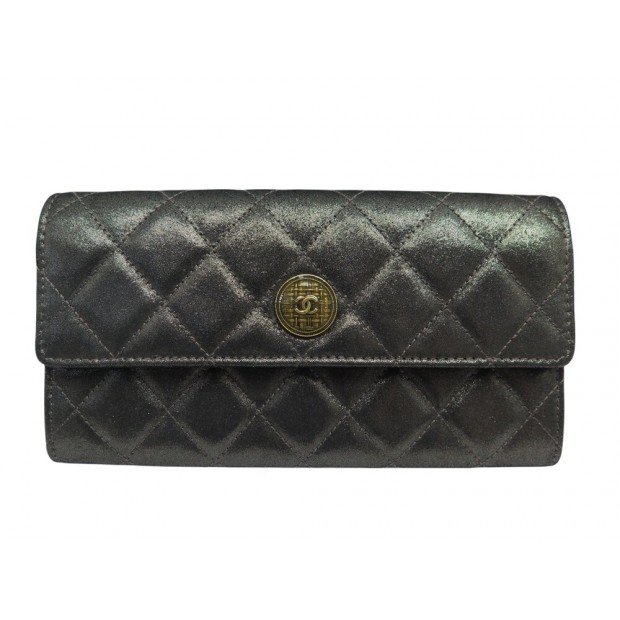 PORTEFEUILLE CHANEL ZIPPE CUIR IRISE MATELASSE NOIR MONNAIE BLACK WALLET 1500€