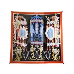 NEUF FOULARD HERMES BRIDES ET DESTIN 003967S CARRE DAISKE NOMURA 90CM SOIE 530€