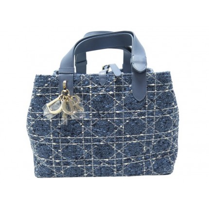 NEUF SAC A MAIN CHRISTIAN DIOR TOUJOURS MM M2821OTKV TWEED CANNAGE BLEU 3400€
