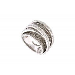 BAGUE 5 RANGS & 4 LIENS CROISES T55 EN OR BLANC 18K 20GR 180 DIAMANTS 2.5CT RING