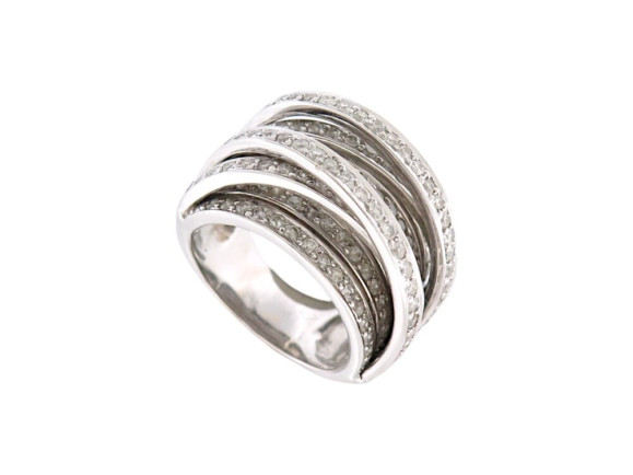 bague 5 rangs 4 liens croises t55 en or blanc 18k