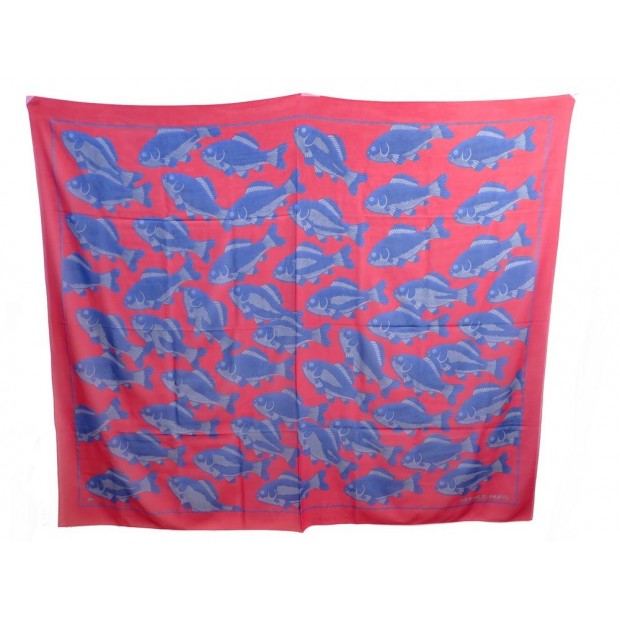 NEUF PAREO HERMES COTON ROUGE POISSON + BOITE 