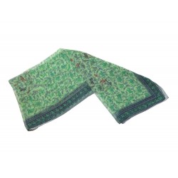 NEUF ETOLE HERMES CHASSE EN INDE FOULARD EN MOUSSELINE DE SOIE VERT BOITE SCARF