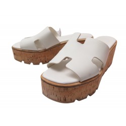 CHAUSSURES SANDALES HERMES EZE 30 H221026Z 39 MULES CUIR BLANC BOITE SANDAL 680€