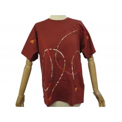 NEUF TSHIRT HERMES TUNIQUE BRODEE TWILLY M 38 EN COTON & SOIE ROUGE TOMETTE 720€