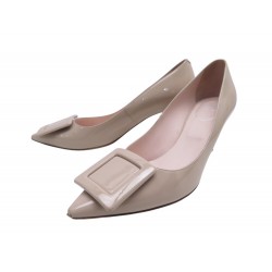 CHAUSSURES ROGER VIVIER VIV IN THE CITY ESCARPINS 40 CUIR VERNIS VIEUX ROSE 790€