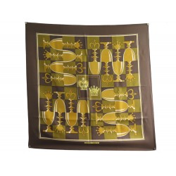 VINTAGE FOULARD HERMES ECHECS II ECHIQUIER PERRON 1975 CARRE 90 SOIE SCARF 530€