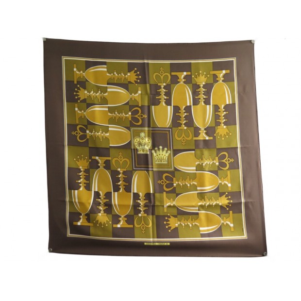 VINTAGE FOULARD HERMES ECHECS II ECHIQUIER PERRON 1975 CARRE 90 SOIE SCARF 530€