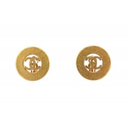 VINTAGE BOUCLES D'OREILLES CHANEL LOGO CC 1994 METAL DORE EARRINGS GOLDEN STEEL