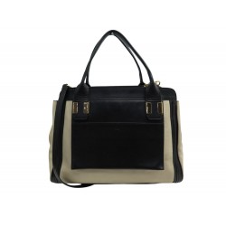 SAC A MAIN CHLOE ALICE EN CUIR BICOLORE NOIR & BEIGE BANDOULIERE HAND BAG 1150€