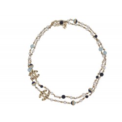 NEUF COLLIER SAUTOIR CHANEL PERLES BLEUES & LOGO CC CRUISE 2024 NECKLACE 2190€