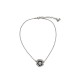 NEUF COLLIER CHANEL CAMELIA ET LOGO CC STRASS 2021 METAL ARGENTE NECKLACE 990€