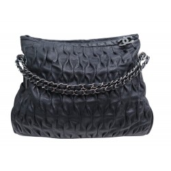 SAC A MAIN CHANEL SHOPPING LOGO CC PORTE EPAULE CUIR PERFORE NOIR HAND BAG 6500€