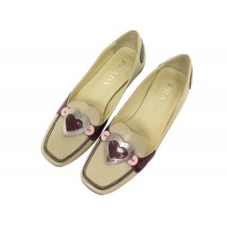 CHAUSSURES PRADA MOCASSINS HEART HEART CUIR BEIGE 36 IT 37 FR LOAFERS SHOES 990€