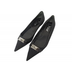 CHAUSSURES DIOR BALLERINES TOILE OBLIQUE NOIRE 36 BLACK CANVAS FLAT SHOES 890€