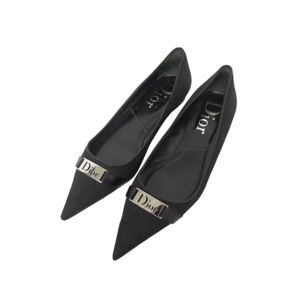 CHAUSSURES DIOR BALLERINES TOILE OBLIQUE NOIRE 36 BLACK CANVAS FLAT SHOES 890€