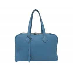 NEUF SAC A MAIN HERMES VICTORIA II 35 EN CUIR TOGO BLEU LEATHER HAND BAG 4450€