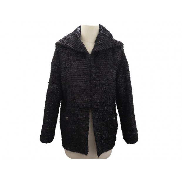 NEUF VESTE CHANEL GLOBALIZATION P46959V34816 S 36 SYNTHETIQUE NOIR JACKET 8000€