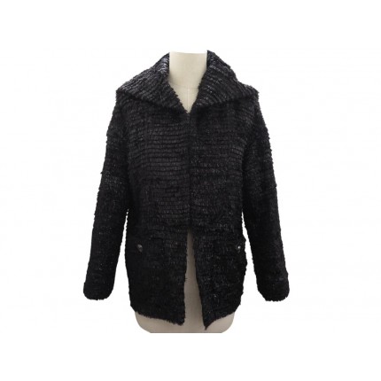 NEUF VESTE CHANEL GLOBALIZATION P46959V34816 S 36 SYNTHETIQUE NOIR JACKET 8000€