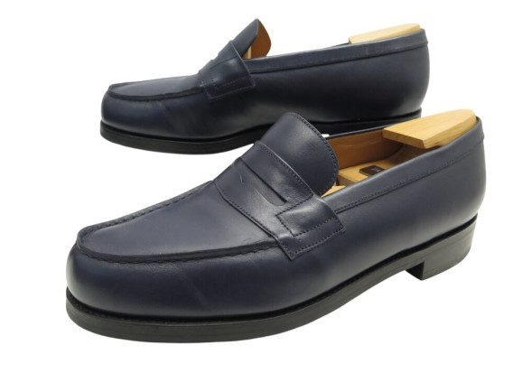 chaussures jm weston mocassins 180 gomme cuir bleu 7d