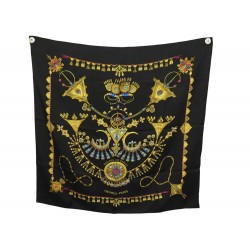 FOULARD HERMES PARURES DES SABLES BOURTHOUMIEUX CARRE 90 SOIE NOIRE SCARF 530€