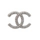 NEUF BROCHE CHANEL LOGO CC STRASS METAL ARGENTE SILVER RHINESTONE BROOCH 720€