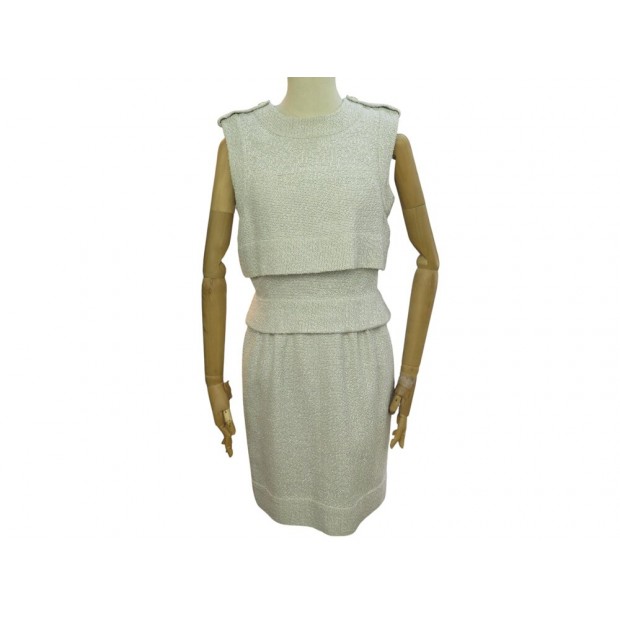 NEUF ROBE PULL CHANEL BOUTONS LOGO CC P53382V31839 M 40 VISCOSE SOIE DRESS 5500€