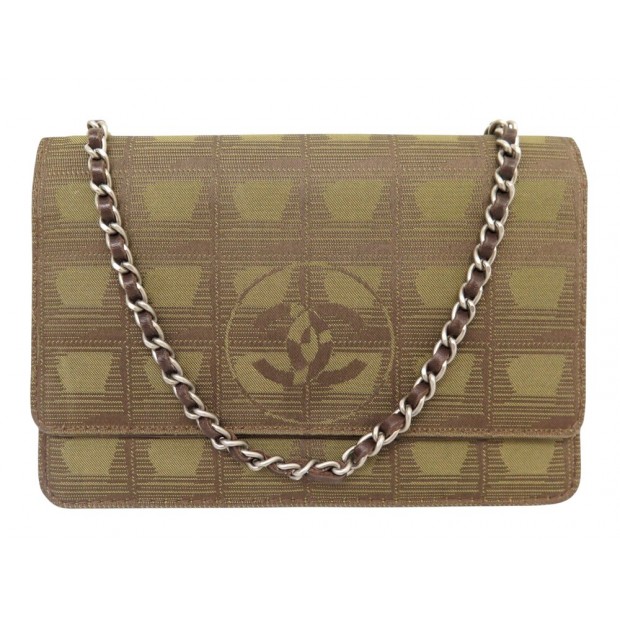 SAC A MAIN CHANEL WALLET ON CHAIN EN TOILE TRAVEL LINE KAKI WOC HAND BAG 3200€
