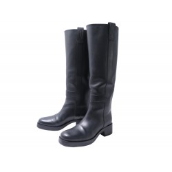 CHAUSSURES HERMES BOTTES HORSE H232032Z 38 CAVALIERES EN CUIR NOIR BOOTS 1900€