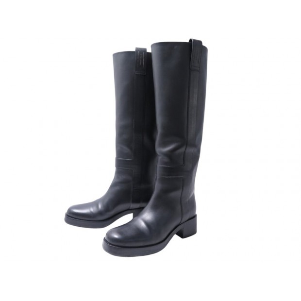 CHAUSSURES HERMES BOTTES HORSE H232032Z 38 CAVALIERES EN CUIR NOIR BOOTS 1900€