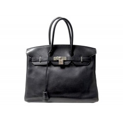 SAC A MAIN HERMES BIRKIN 35 2010 EN CUIR SWIFT & ACIER PALLADIE NOIR BLACK PURSE