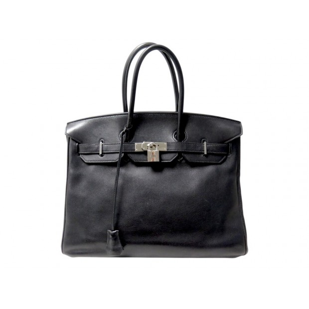 SAC A MAIN HERMES BIRKIN 35 2010 EN CUIR SWIFT & ACIER PALLADIE NOIR BLACK PURSE