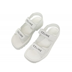 NEUF CHAUSSURES CELINE CHUNKY SANDAL 45 346753338C.01OP 42 CUIR BLANC WHITE 850€