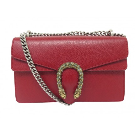 NEUF SAC A MAIN GUCCI DIONYSUS 400249 PM CUIR GRAINE ROUGE BANDOULIERE BAG 3400€