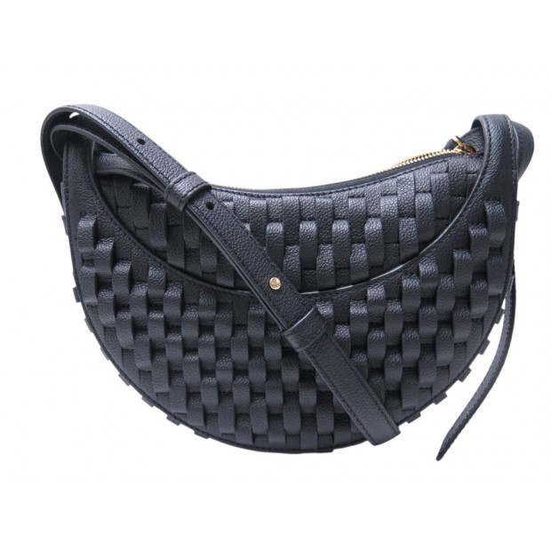NEUF SAC A MAIN POLENE NUMERO DIX EDITION ONDA EN CUIR NOIR BANDOULIERE BAG 520€