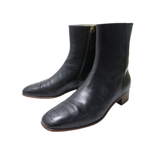 NEUF CHAUSSURES GUCCI BOTTINES QUENTIN EN CUIR NOIR 39 40 FR BOOTS SHOES 1190€