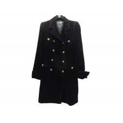 VINTAGE MANTEAU LONG CHANEL DOUBLE BOUTTONNAGE GRIPOIX VELOURS M 38 COAT 10000€