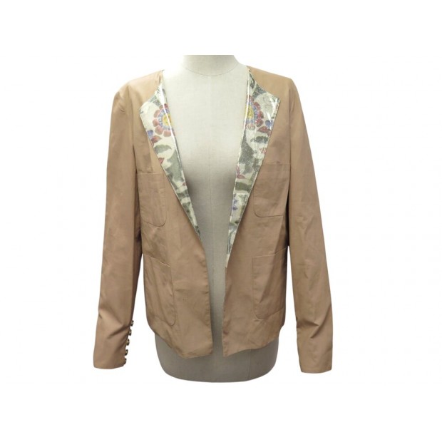 BLOUSON CHANEL VESTE LEGERE ETE P50696 40 CUIR AGNEAU BEIGE LEATHER JACKET 7950€