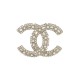 NEUF BROCHE CHANEL LOGO CC STRASS & PERLES EN METAL DORE NEW GOLDEN BROOCH 680€
